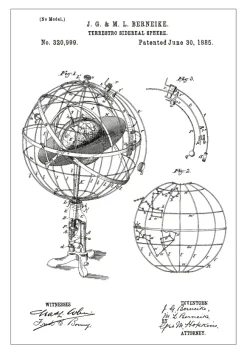 Patentritning - Astronomisk modell - Vit Poster (21x29.7 cm (A4))