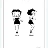 Patentritning - Betty Boop Canvastavla (30x40 cm)