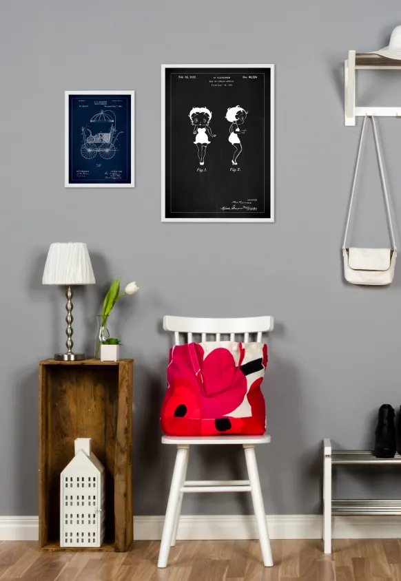 Patentritning - Betty Boop - Svart Poster (21x29.7 cm (A4))