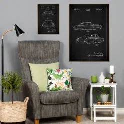 Patentritning - Cadillac II - Svart Poster (21x29.7 cm (A4))
