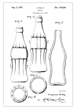 Patentritning - Coca Cola-flaska Poster (21x29.7 cm (A4))