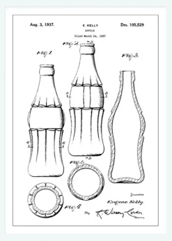 Patentritning - Coca Cola-flaska Canvastavla (30x40 cm)