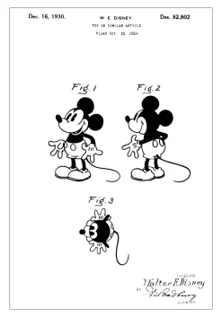 Patentritning - Disney - Musse Pigg Poster (21x29.7 cm (A4))