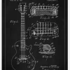 Patentritning - Elgitarr I - Svart Canvastavla (30x40 cm)