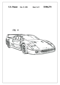 Patentritning - Ferrari F40 II Poster (21x29.7 cm (A4))