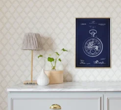 Patentritning - Fickur - Blå Poster (21x29.7 cm (A4))