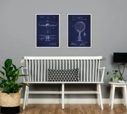 Patentritning - Flygplan - Blå Poster (21x29.7 cm (A4))