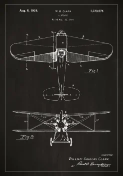 Patentritning - Flygplan - Svart Poster (21x29.7 cm (A4))