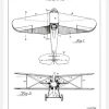 Patentritning - Flygplan - Vit Canvastavla (30x40 cm)
