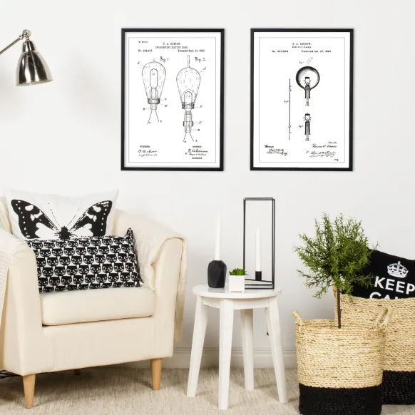 Patentritning - Glödlampa A - Vit Poster (21x29.7 cm (A4))