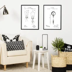 Patentritning - Glödlampa B - Vit Poster (21x29.7 cm (A4))