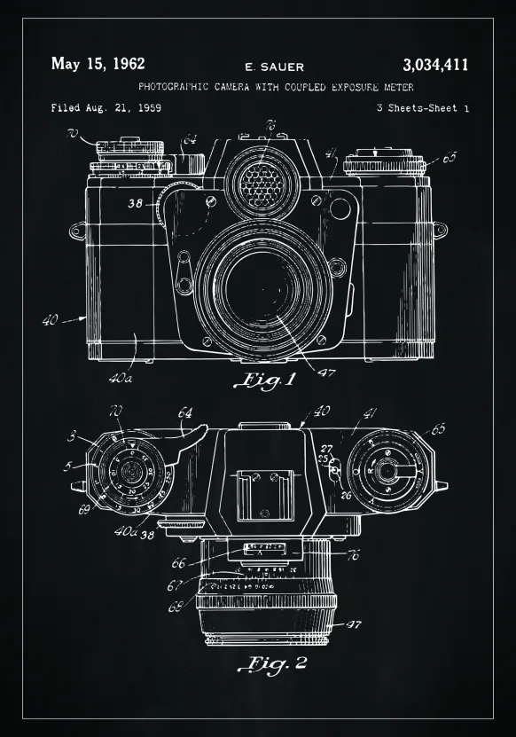 Patentritning - Kamera I - Svart Poster (21x29.7 cm (A4))
