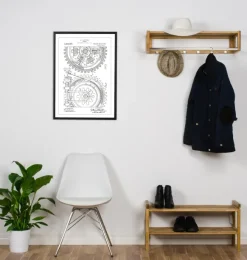 Patentritning - Kugghjul - Vit Poster (21x29.7 cm (A4))