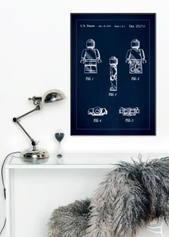 Patentritning - Lego I - Blå Poster (21x29.7 cm (A4))