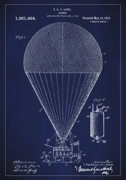 Patentritning - Luftskepp - Blå Poster (21x29.7 cm (A4))