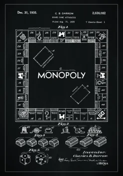 Patentritning - Monopol I - Svart Poster (21x29.7 cm (A4))