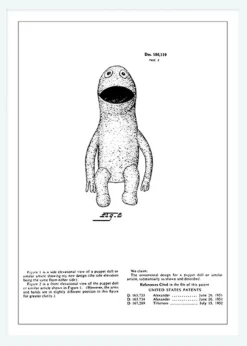 Patentritning - Mupparna - Kermit II Canvastavla (30x40 cm)