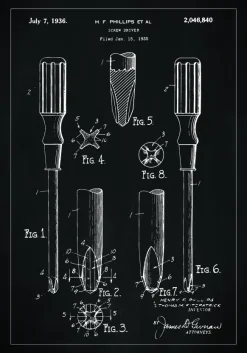 Patentritning - Skruvmejsel - Svart Poster (21x29.7 cm (A4))