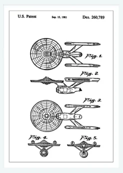 Patentritning - Star Trek - Uss Enterprise Canvastavla (30x40 cm)