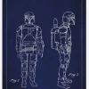 Patentritning - Star Wars - Boba Fett - Blå Canvastavla (30x40 cm)