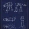 Patentritning - Star Wars - Walker - Blå Poster (21x29.7 cm (A4))