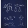 Patentritning - Star Wars - Walker - Blå Canvastavla (30x40 cm)