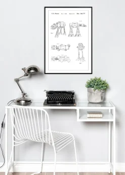 Patentritning - Star Wars - Walker - Vit Poster (21x29.7 cm (A4))