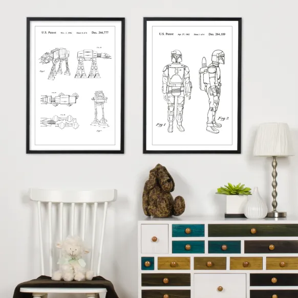 Patentritning - Star Wars - Walker - Vit Poster (21x29.7 cm (A4))