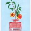 Peach Tree In Vase Canvastavla (30x40 cm)