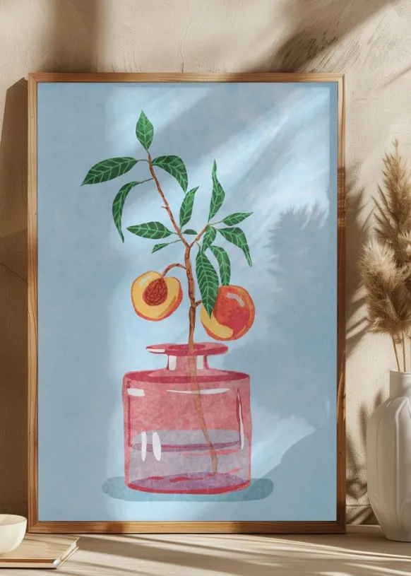 Peach Tree in Vase Poster (21x29.7 cm (A4))