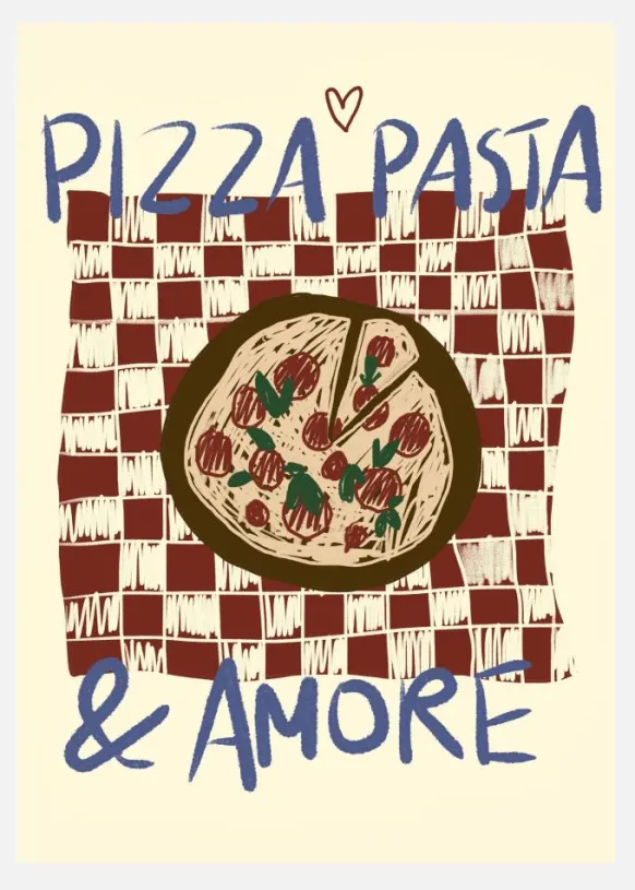 Pizza Pasta A Amore Canvastavla (30x40 cm)