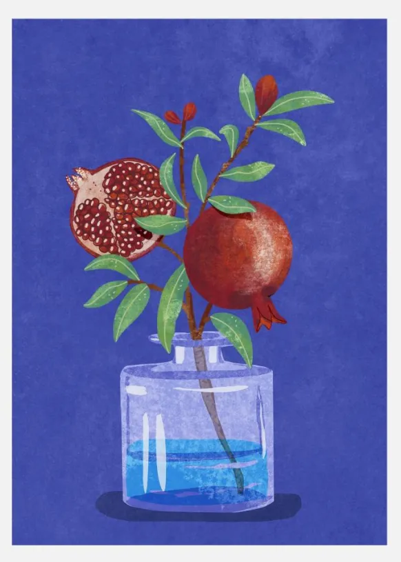 Pomegranate In Vase Canvastavla (30x40 cm)