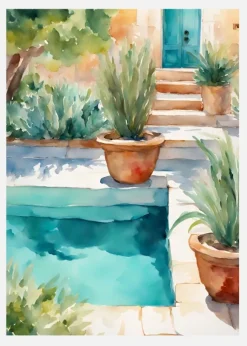 Pool With Plants Canvastavla (30x40 cm)