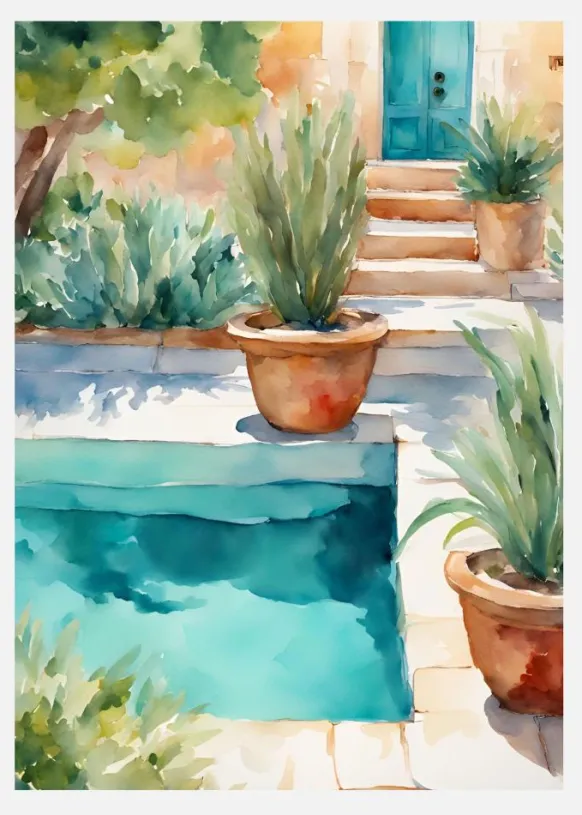 Pool With Plants Canvastavla (30x40 cm)