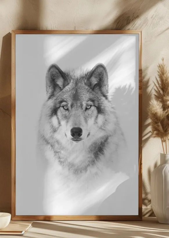 Portrait of a Timber Wolf Poster (21x29.7 cm (A4))