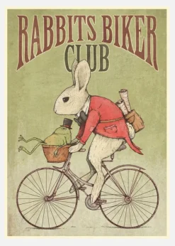 Rabbits Biker Club Canvastavla (30x40 cm)
