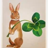 Rabbit With Clover Canvastavla (30x40 cm)