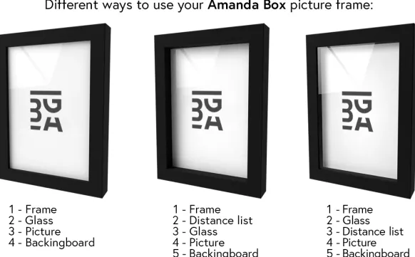 Ram Amanda Box Glas Svart 32x32 cm