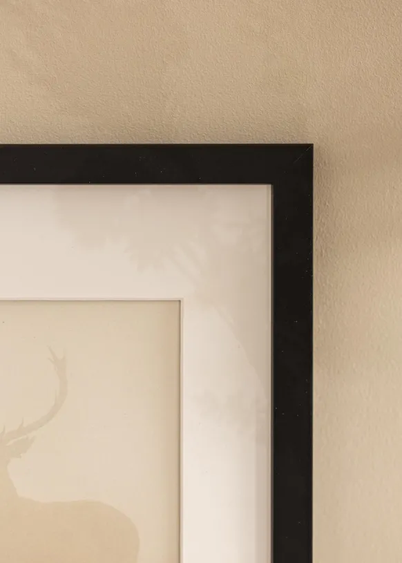 Ram Black Wood Antireflex 50x70 cm - Dubbel Passepartout Vit 42x59,4 cm (A2)