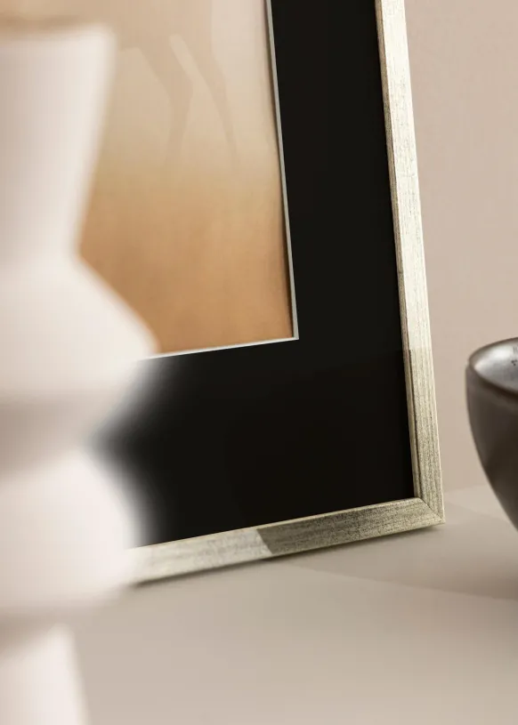 Ram Galant Silver 50x70 cm - Passepartout Svart 40x60 cm