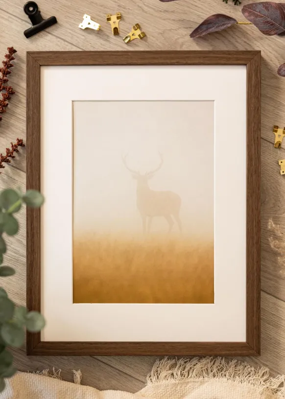 Ram Hermes Valnöt 60x70 cm - Passepartout Vit 20x24 inches