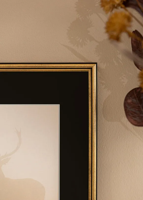 Ram Horndal Guld 40x50 cm - Passepartout Svart 29,7x42 cm (A3)