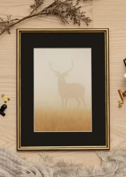 Ram Horndal Guld 40x50 cm - Passepartout Svart 29,7x42 cm (A3)
