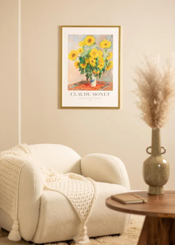 Ram Minerva Guld 50x70 cm - Passepartout Vit 42x59,4 cm