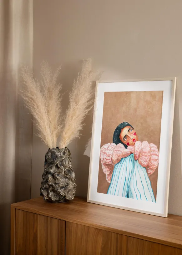 Ram Modern Lönn 40x40 cm - Dubbel Passepartout Vit 30x30 cm