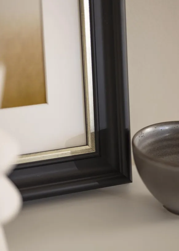 Ram Mora Premium Svart-Silver - Valfri Storlek (Akrylglas)