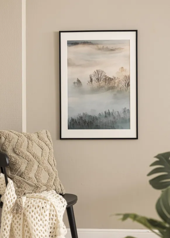 Ram New Lifestyle Matt Svart 50x50 cm - Passepartout Vit 35x35 cm