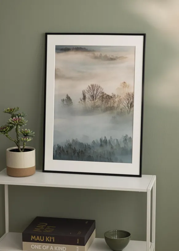 Ram New Lifestyle Matt Svart 50x50 cm - Passepartout Vit 35x35 cm