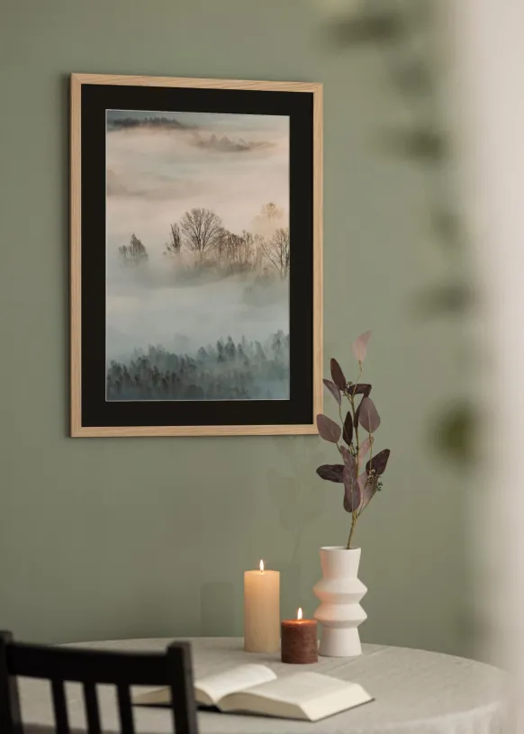 Ram Oak Wood 24x30 cm - Passepartout Svart 6x8 inches
