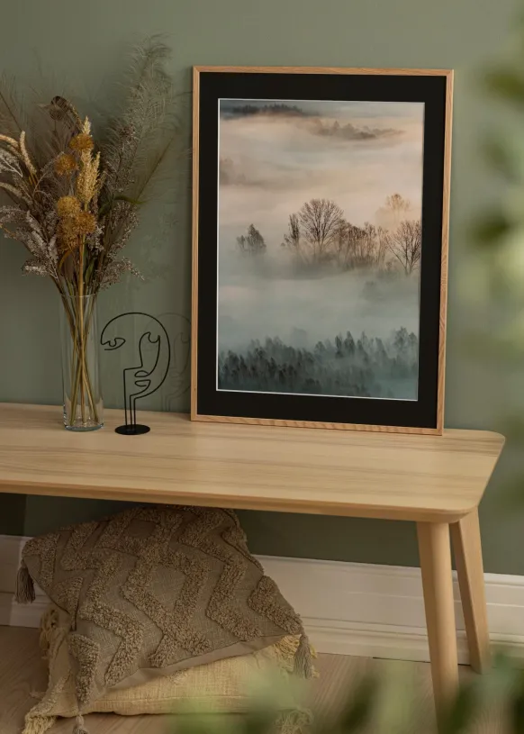 Ram Oslo Ek 30x40 cm - Passepartout Svart 21x29,7 cm (A4)